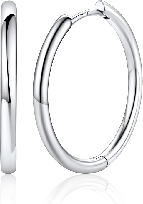 Silvora 14K Gold Plated Huggie Hoop Earrings for Women, Small Sterling Silver Hoops, Hypoallergenic Cartilage Earrings for Sensitive Ears 8/10/12/14/16/18/20MM