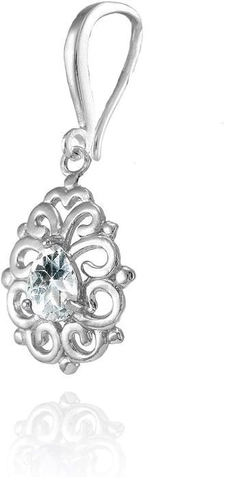 Sterling Silver Genuine, Simulated, or Created Gemstone 6x4mm Teardrop Filigree Dainty Dangle Earrings