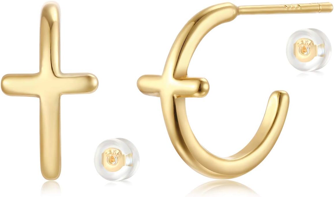 MYEARS Women Hoop Earrings Gold 14K Gold Filled Small Simple Handmade Hypoallergenic Everyday Illusion Jewelry