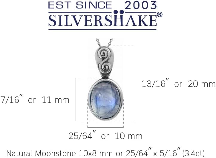 Silvershake Natural Moonstone 925 Sterling Silver Swirl and Spiral Solitaire Pendant