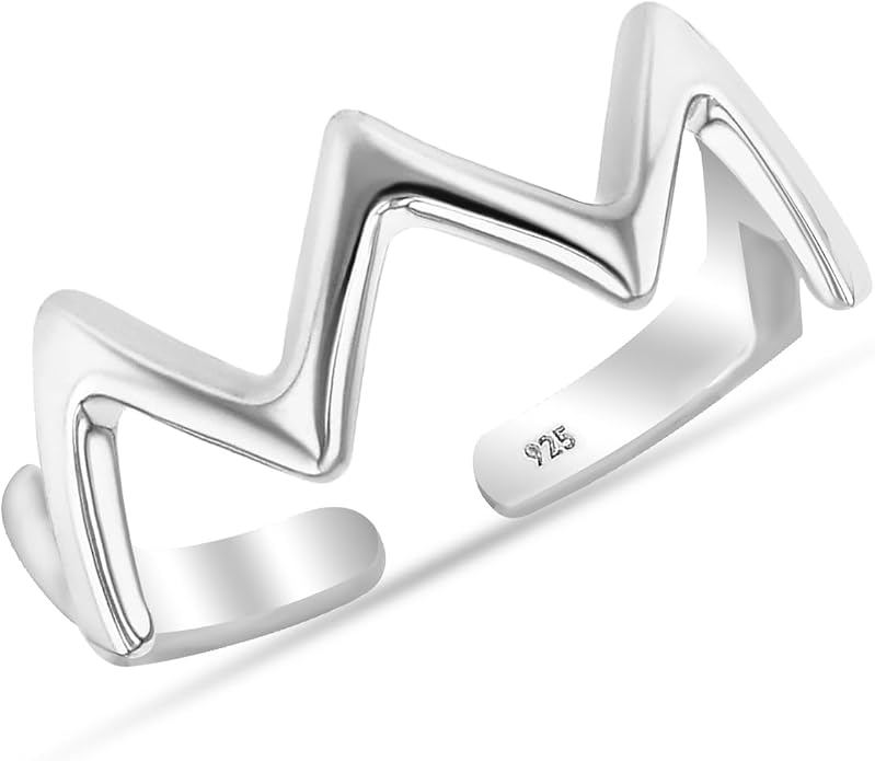 LeCalla 925 Sterling Silver Minimalist Toe Rings Set Simple Open Adjustable Toe-Rings for Women