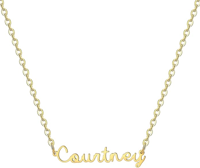 MOMOL 18K Gold Plated Stainless Steel Name Necklace Personalized Custom Name Necklace Customized Nameplate Necklace for women