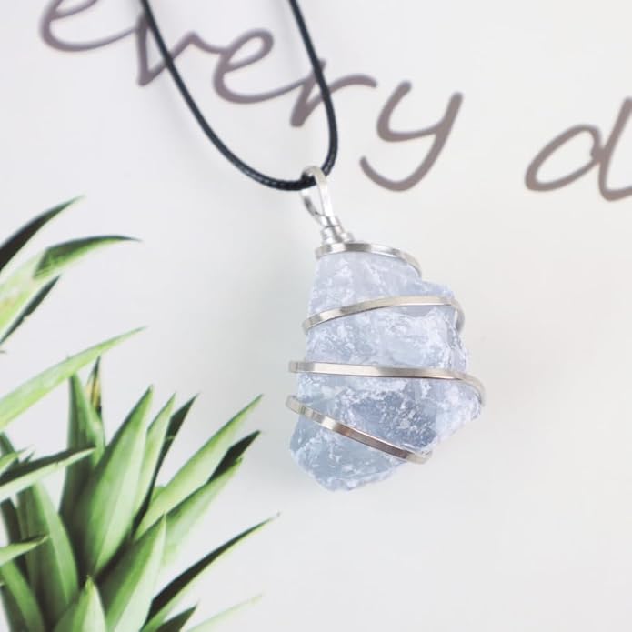 Natural Gemstone Pendant Necklace For Men & Women Spiritual Jewelry Wire Wrapped Gemstone Chakra Necklaces Real Stones For Him & Her