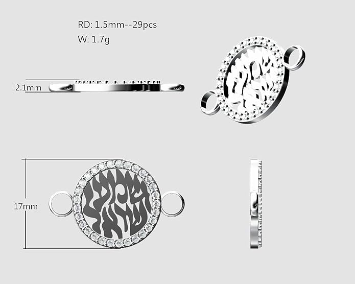 Central Diamond Center Shema Israel Full Hebrew Prayer Pendant Necklace in Solid Sterling Silver