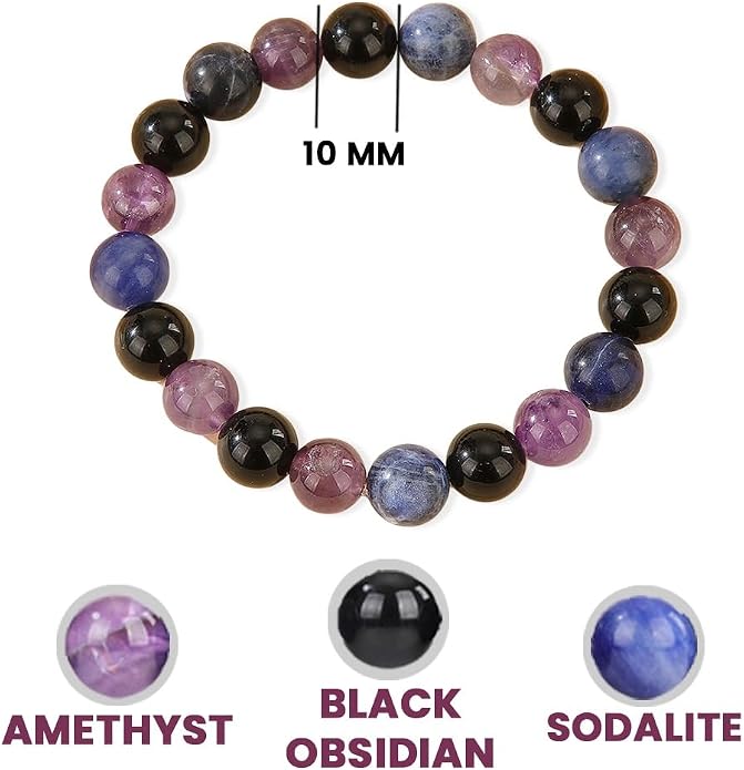 Crystal Vibe - Healing Crystal Bracelet for Women & Men | Natural Gemstone Bead Bracelet | Adjustable Handmade Energy Stone Bracelet | Bracelet for Meditation, Yoga & Daily Wear | Multiple Types