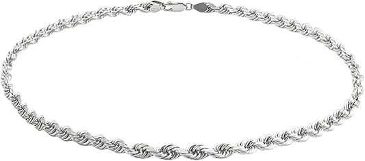 Savlano 925 Sterling Silver Solid Italian Figaro, Rope,Herringbone, Curb, Ball Bead, Snake, Mariner Chain Anklet for Women, Comes in 0.8mm - 5mm With Gift Box
