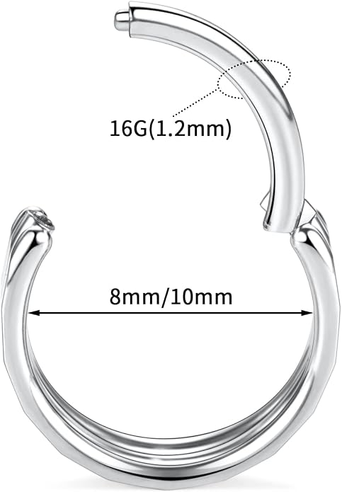 316L Surgical Steel Septum Clicker Ring Nose Ring Hoop Sleeper Hoop Earring Helix Rook Conch Cartilage Daith Tragus Earrings Lobe Nose Piercing Jewelry for Women