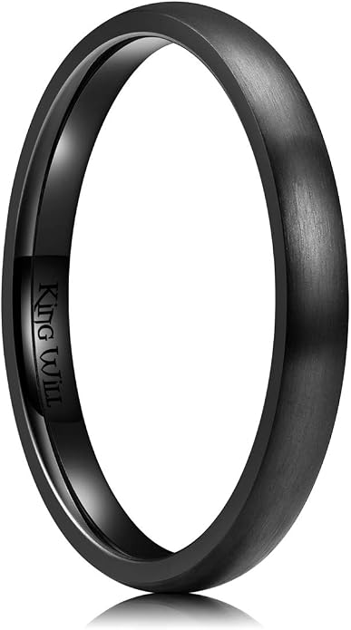 King Will Titanium Wedding Band for Men Women-Sliver/Black/Gold Plated Pure Titanium Wedding Ring, 3-9mm Widths Available Brushed Matte Design Comfort Fit Size 4-16
