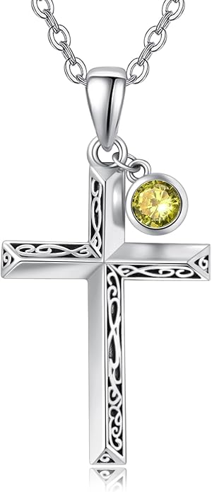 PRAYMOS Cross Necklace for Women Men, 925 Sterling Silver Simple Dainty Cross Necklace, Christian Religious Jewelry, Mothers Day Fathers Day Anniversary Birthday Gift