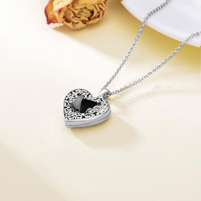 Dorunmo Personalized Locket Necklace 925 Sterling Silver that Holds Pictures Butterfly Birthstone Photo Heart Locket Custom Jewelry Congratulations New Beginnings New Job Gifts for Women