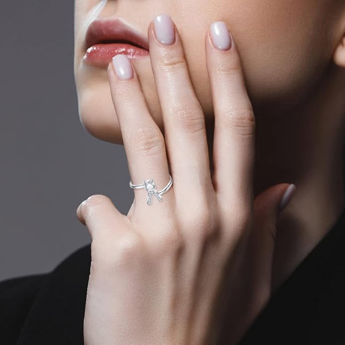 STARCHENIE Adjustable Initial Ring for Women 925 Sterling Silver Letters A-Z 26 Alphabet Rings Size 7