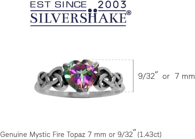 Silvershake 7MM Heart Shape 925 Sterling Silver Celtic Heart Knot Filigree Solitaire Promise Ring Jewelry for Women