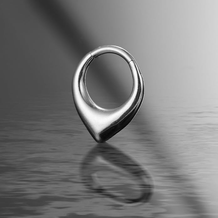 MOQIKAKA16G 8mm Septum Rings - Stainless Steel Segment Nose Rings for Women Men - Hinged Segment Nose Helix Cartilage Clicker Hoop Earrings for Daith Rook Tragus Piercing