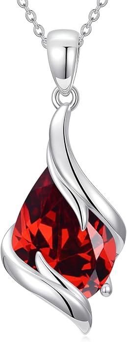 HPQQ Birthstone Necklace for Women 925 Sterling Silver Teardrop Pendant Fine Jewelry Birthday Mothers Day Gifts for Women Mom Her