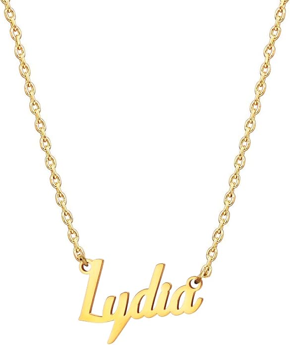 MOMOL 18K Gold Plated Stainless Steel Name Necklace Personalized Custom Name Necklace Customized Nameplate Necklace for women