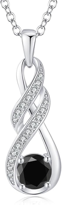 Birthstone Necklaces for Women 925 Sterling Silver Infinity Pendant Created Gemstone Jewelry for Her, 16"+2"