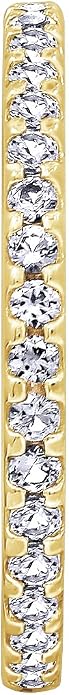 Amazon Essentials Platinum or Gold Plated Sterling Silver All-Around Band Ring set with Round Infinite Elements Cubic Zirconia