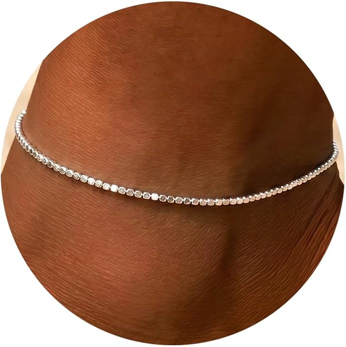ChicSilver 925 Sterling Silver Ankle Bracelet for Women, Simple Cuban Link/Figaro/Twist Rope Chain Anklets for Beach Party(with Gift Box)