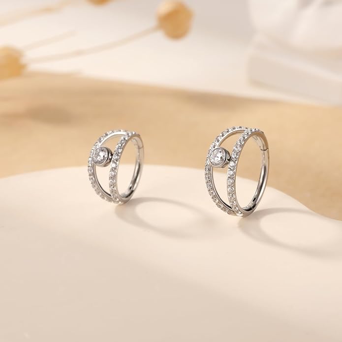 316L Surgical Steel Septum Clicker Ring Nose Ring Hoop Sleeper Hoop Earring Helix Rook Conch Cartilage Daith Tragus Earrings Lobe Nose Piercing Jewelry for Women