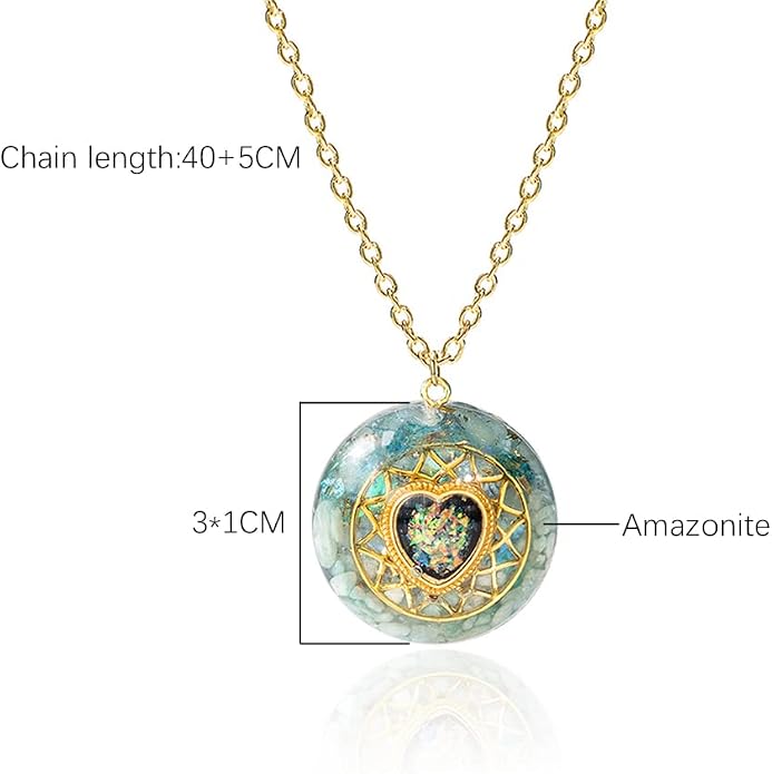 Day Day Up Orgone Pendant Heart Energy Necklace - Healing Crystal Necklaces For Women With Reiki Quartz Gemstones - Fashion Jewelry