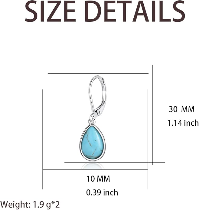 Larimar/Star/Dragonfly/Sunflower/Moonstone/Black Onyx Earrings for Women Leverback Dangle Earrings Hypoallergenic Jewelry for Women