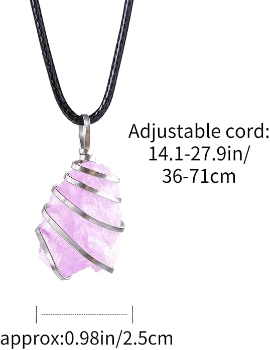 Natural Gemstone Pendant Necklace For Men & Women Spiritual Jewelry Wire Wrapped Gemstone Chakra Necklaces Real Stones For Him & Her