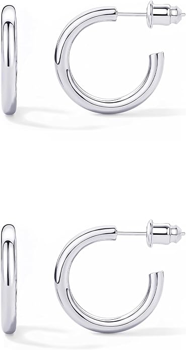 14K Gold-Plated, Lightweight, Open Hoop Earrings For Women
