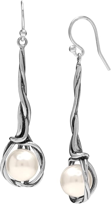 LeCalla 925 Sterling Silver Hammered Earrings for Women | Classic Handmade Textured Hammered Drop Dangle Earring Jewelry Gifts for Birthday Wedding Christmas