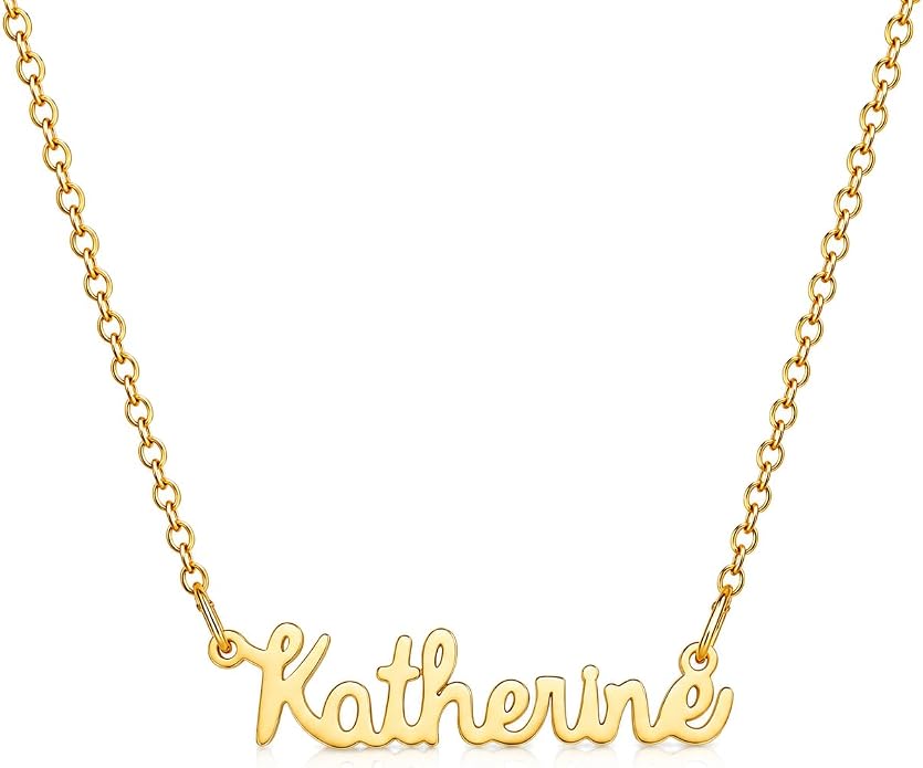 MOMOL 18K Gold Plated Stainless Steel Name Necklace Personalized Custom Name Necklace Customized Nameplate Necklace for women