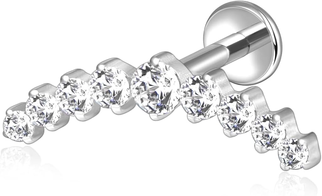 Lantine G23 Titanium Helix Piercing Jewelry Opal 16g Flat Back Stud Earrings Climber Labret Cartilage Tragus Daith Piercing Jewelry