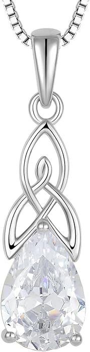STARCHENIE Teardrop Necklace for Women 925 Sterling Silver Irish Celtic Knot Pendant Birthstone Jewelry