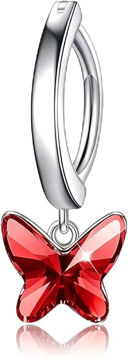 Dangle Clicker Belly Button Ring for Women Surgical Sterling Silver Belly Ring Simple Reverse Navel Rings Body Jewelry