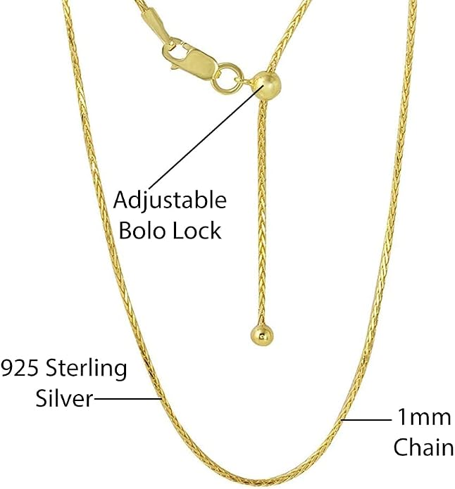 Savlano 925 Sterling Silver Solid 1.0MM Franco Square Box Adjustable Bolo 14-24 Inch Chain Necklace For Women - Made in Italy Comes With a Gift Box