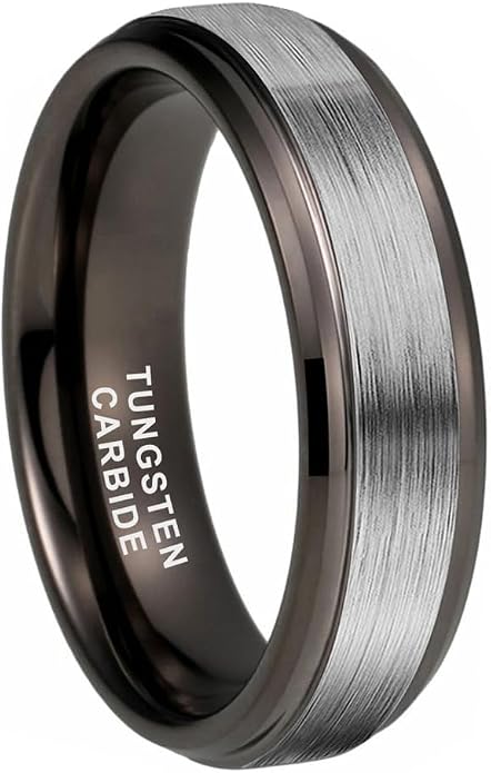 TUTISS 6mm 8mm Tungsten Rings for Men Women Fashion Engagement Wedding Bands Brushed Finish Stepped Beveled Edges Comfort Fit