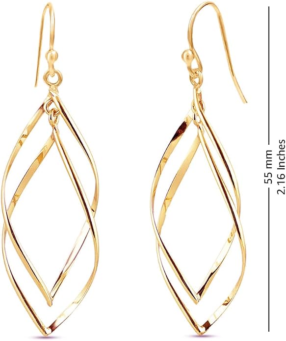 Charmsy 925 Sterling Silver Double Twisted Infinity Dangle Earrings for Women | Linear Marquise Large Loops Classic Infinity Drop Dangle Earrings