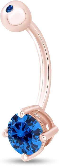 AFFY Round Shape Body Piercing Curved Barbells, Floating Navel Belly Piercing Button Premium Surgical Steel Ring in 14K Gold Over Sterling Silver