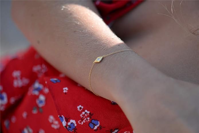 Dainty Evil Eye Bracelet Sterling Silver Bracelets