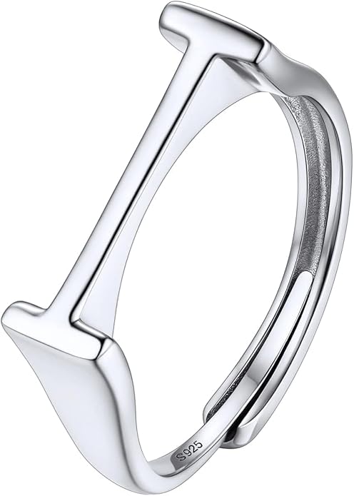 SILVERCUTE 925 Sterling Silver Initial Rings for Women,Adjustable Capital Letter Ring Hypoallergenic,Minimalist 925 Silver Rings for Mother Daughter