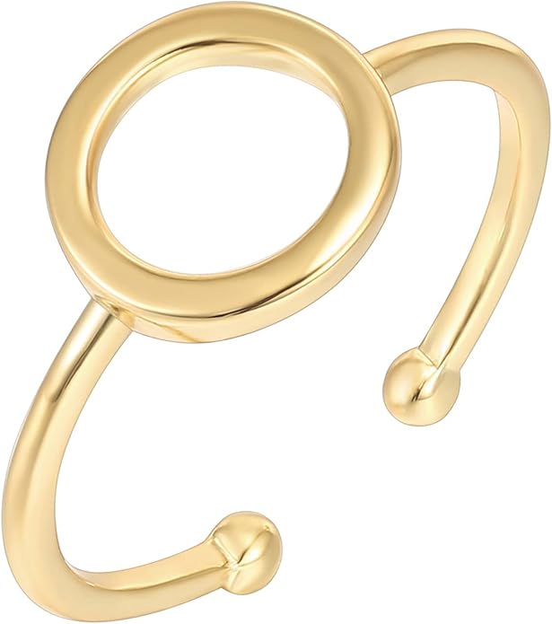 PAVOI 14K Gold Karma Open Circle Ring | Gold Plated Adjustable Rings for Women | Stackable Rings