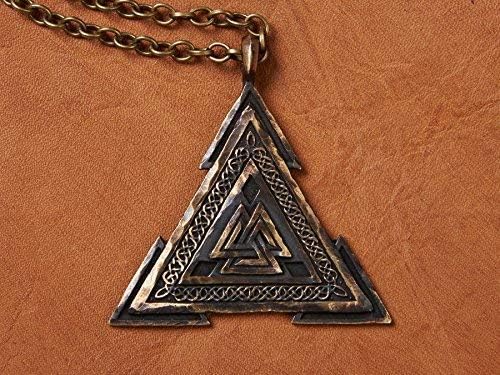 Baldur Jewelry - Valknut Viking Necklace for Men Women - Celtic Viking Norse Jewelry for Men Amulet Pendant Necklace - Brass Valknut Pendant - Jewelry Triangle - Valknut Odin Amulet - Viking Gifts