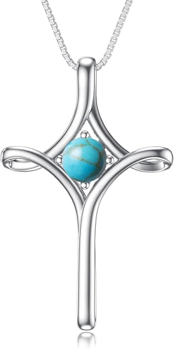 TOUPOP Cross Necklace for Women 925 Sterling Silver Birthstone Cross Pendant Fine Jewelry Anniversary Birthday Mothers Day Gifts for Mom Wife Her