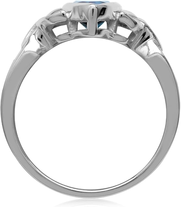 Silvershake Genuine Gemstone 925 Sterling Silver Triquetra Celtic Knot Solitaire Ring