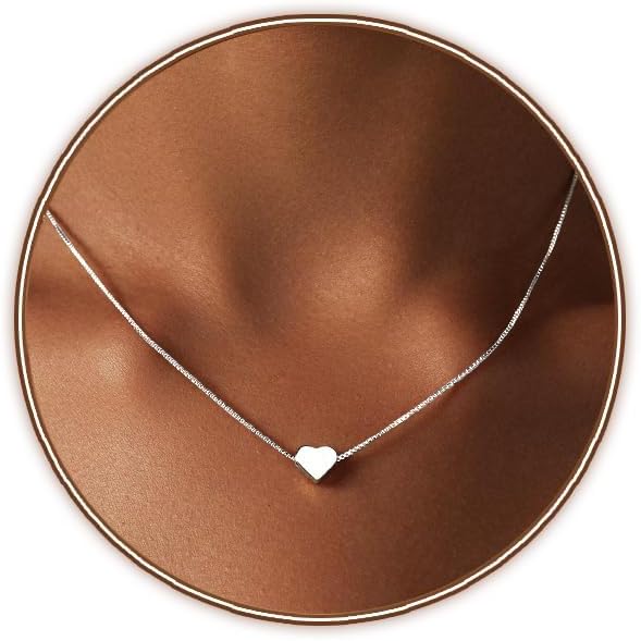 Airmb Heart Necklace for Women Gold/Silver Plated Trendy Heart Choker Lover Pendant Hypoallergenic Fashion Gold/Silver Necklace for Women Love Jewelry Gift for Women Girlfriend