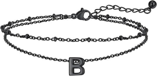FaithHeart Initial Ankle Bracelets for Women, Waterproof 14k Gold Plated Initial Anklets Non Tarnish Stainless Steel Cute Layered Anklet Summer Beach Jewelry