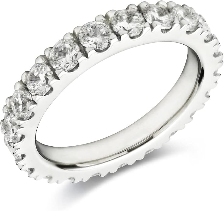 Bo.Dream 1.5mm/2.2mm/3mm Round Cubic Zirconia CZ Full/Half Eternity Rings Wedding Band Sterling Silver