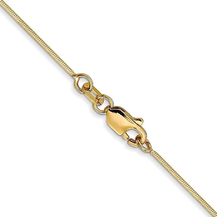 Sonia Jewels Real 14k Yellow Gold .80mm Octagonal Snake Chain Necklace - with Secure Lobster Lock Clasp