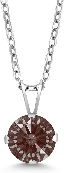 Gem Stone King 7MM Round Gemstone Birthstone Pendant Necklace For Women | 925 Sterling Silver | With 18 Inch Silver Chain | Fine Jewelry Gifts for Women Her Mom Wife