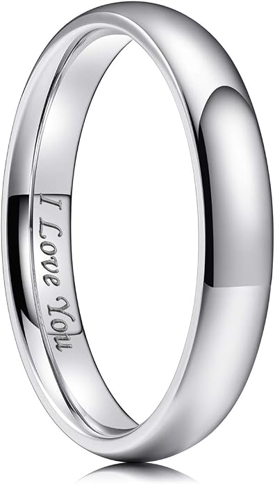 King Will 316L Stainless Steel Wedding Band for Men Women-2-8mm Width Wedding Ring in Black/Sliver/Gold Plated Laser I Love You High Polished Dome Style Promise Ring Comfort Fit Size 4-15