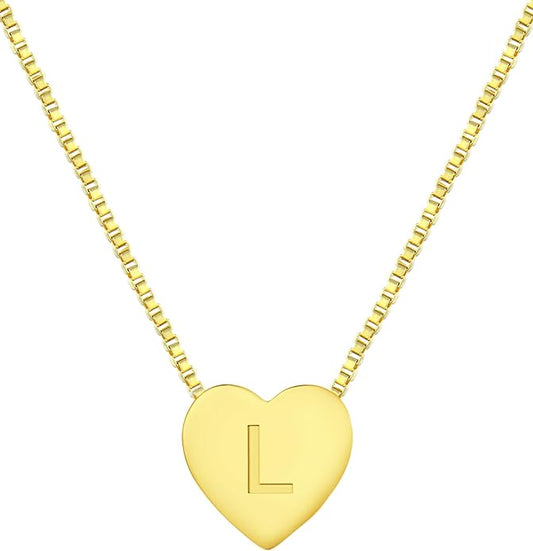 YL Initial Necklace 925 Sterling Silver Heart Letter Pendant A-Z Alphabet Cubic Zirconia Jewelry for Women