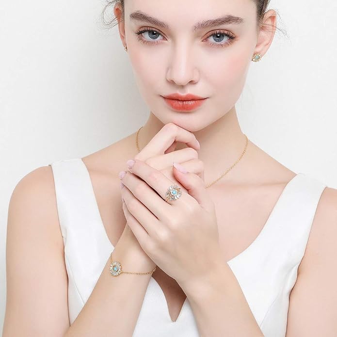 Obidos Evil Eye Rings for Women 14K Gold Plated Adjustable Cubic Zirconia Evil Eye Signet Ring Mother Day Jewelry Protection Lucky Gift